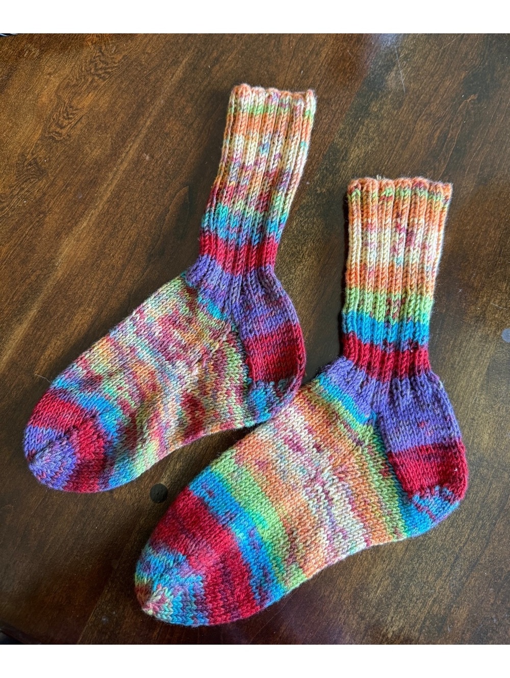 Hand-Knitted Colorful Wool Socks - Two Pairs - Picture 2 of 9